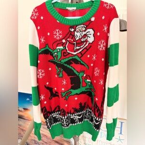 Youth Festive Red and Green Christmas Sweater